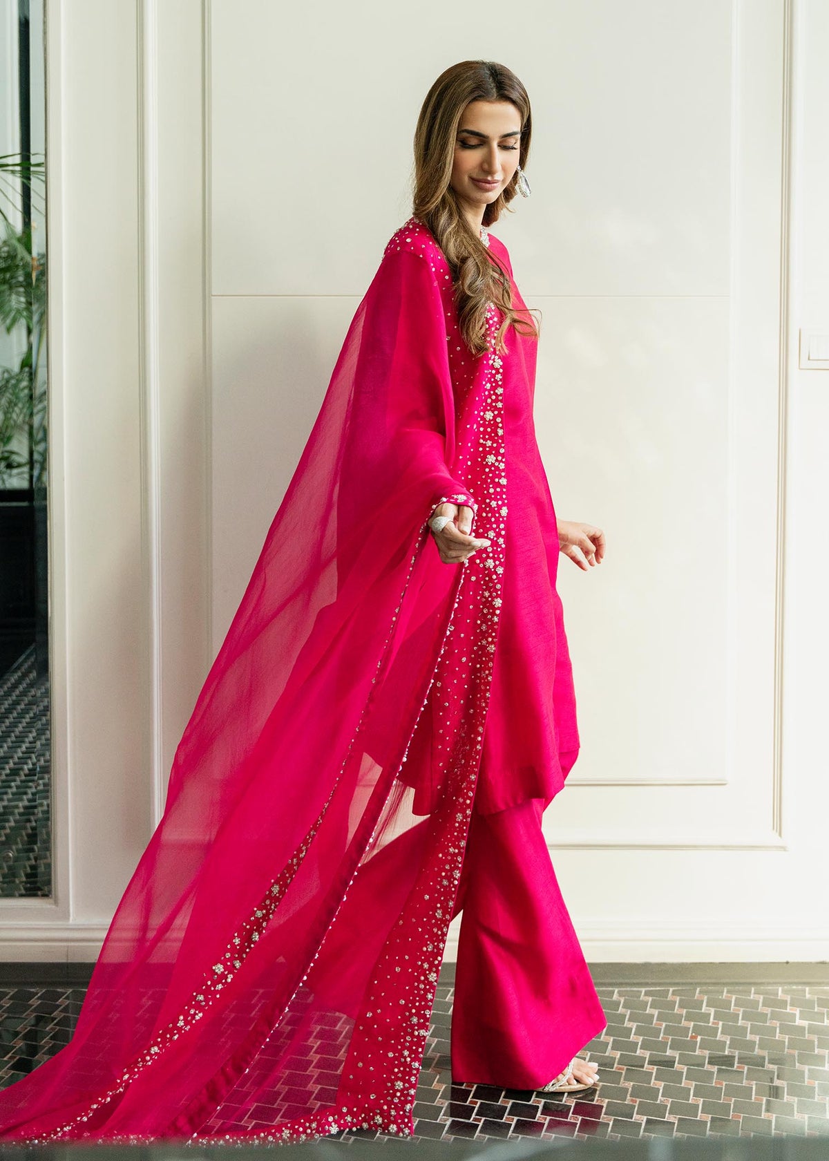 Crystal Charm Hotpink by Sadaf Fawad Khan — detail view | SFK Pret