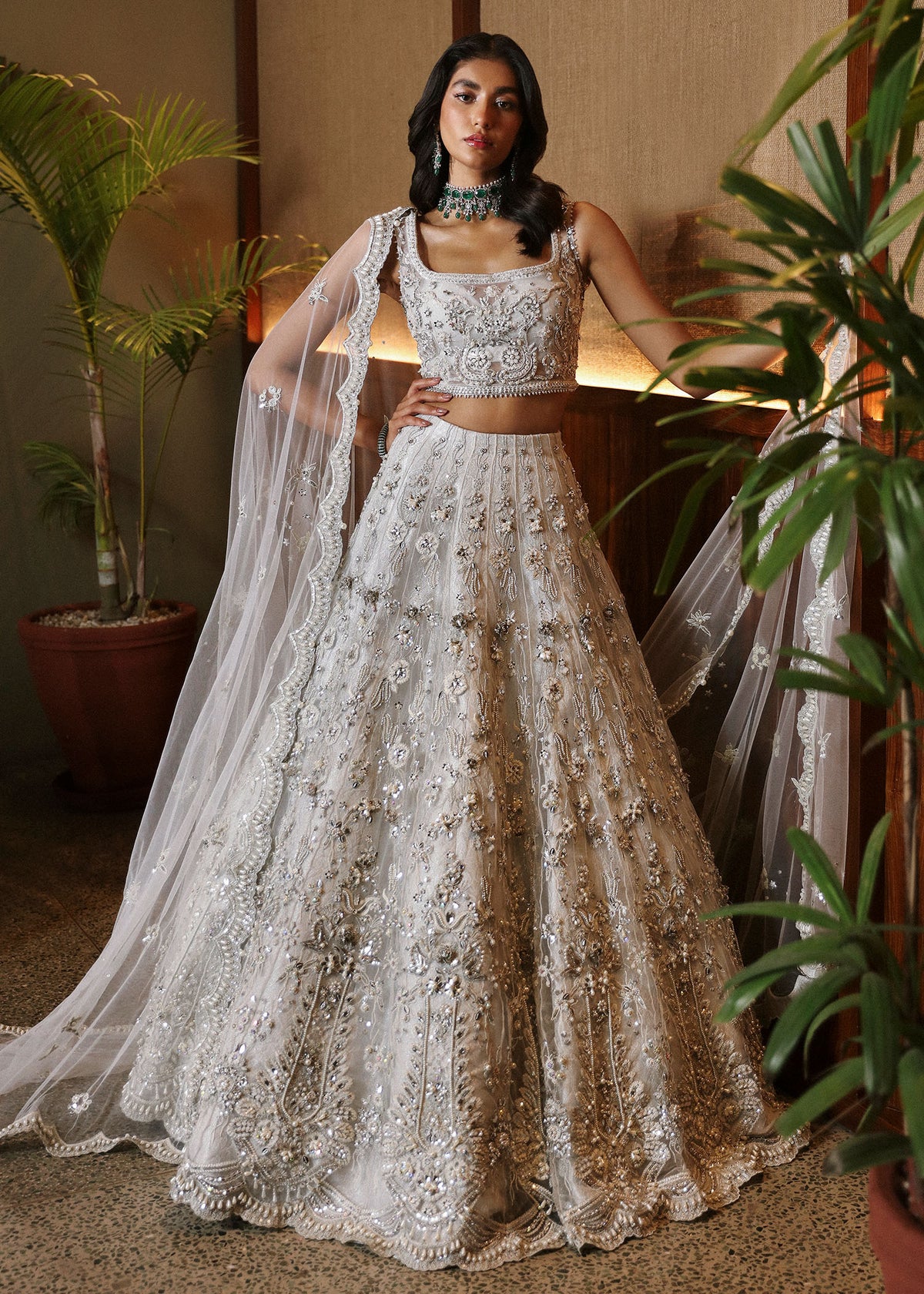 beige pakistani wedding dress Lehenga & Front Open Gown Pakistani Nikkah Dress is a stunning attire for the gorgeous bride. This stunning Pakistani Bridal Dress is in an alluring beige shade and has a premium quality