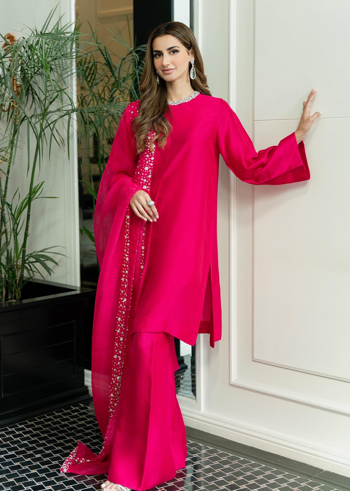 Crystal Charm Hotpink by Sadaf Fawad Khan | SFK Pret