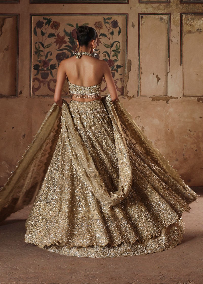 gold pakistani bridal dresses Royal Champagne Gold Pakistani Bridal Dress Heavily Embellished Gown XLARGE