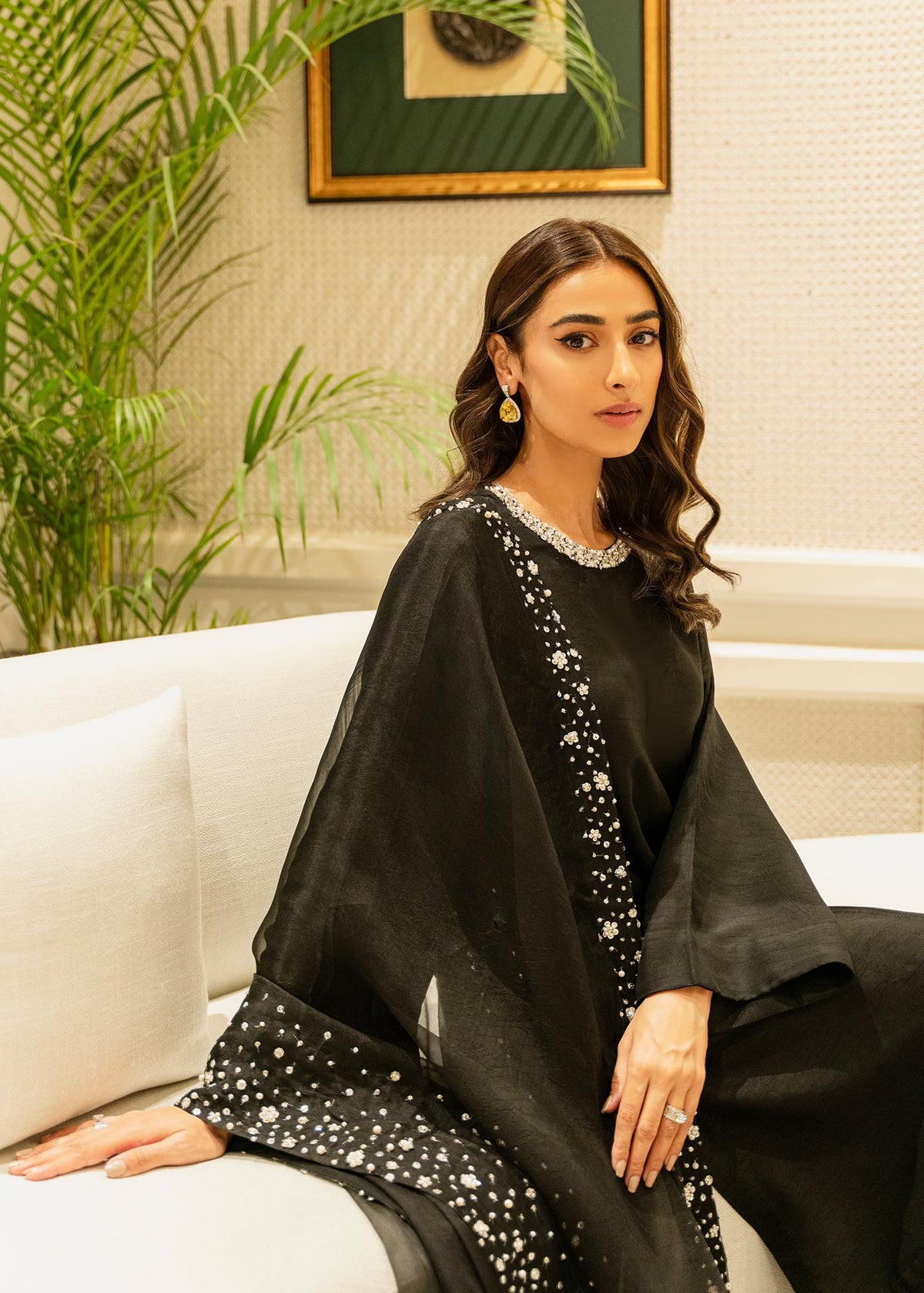 Crystal Charm Black by Sadaf Fawad Khan — detail view | SFK Pret