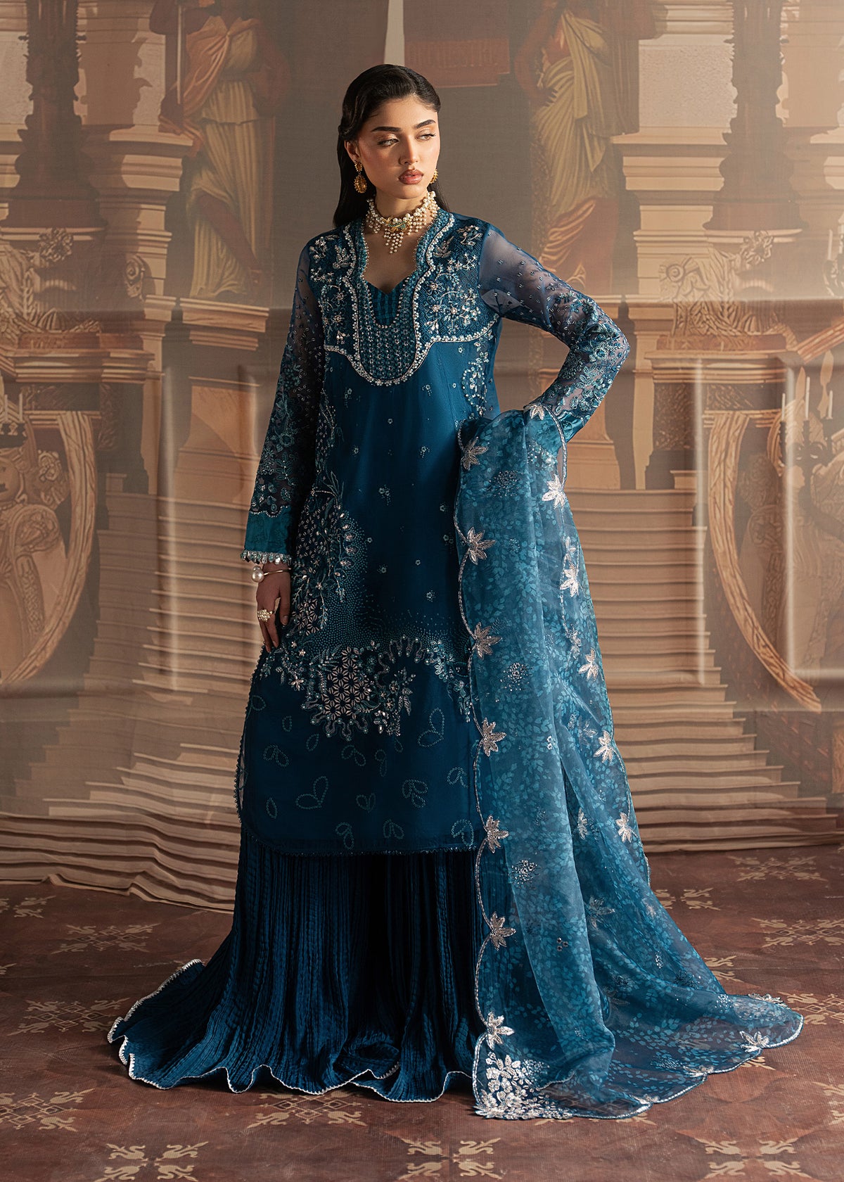elan blue dress elan Smocked Waist Zip Front Midi Dress