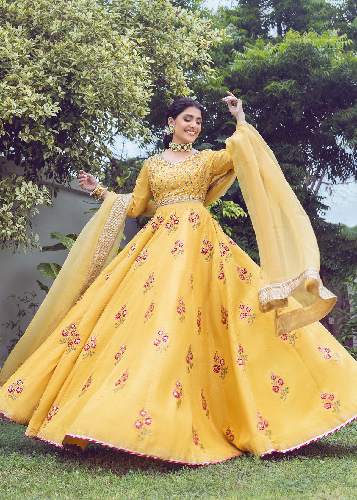 Yellow Island by Sadaf Fawad Khan — Yellow Embellished Formal Outfit | SFK Formal
