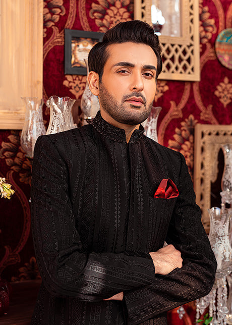 Black Dove by Sadaf Fawad Khan — full length view | SFK Menswear