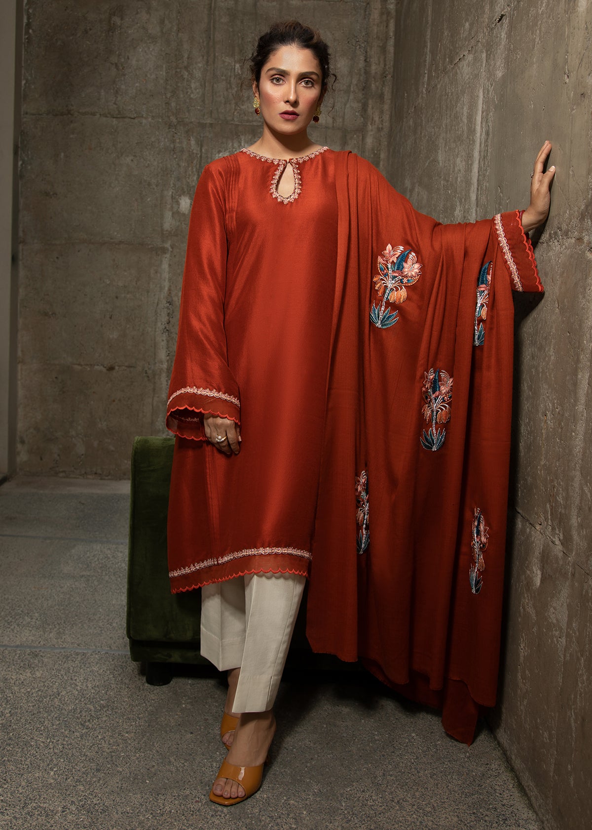 Marmalade by Sadaf Fawad Khan — Warm Orange Embellished Formal Outfit | SFK Formal