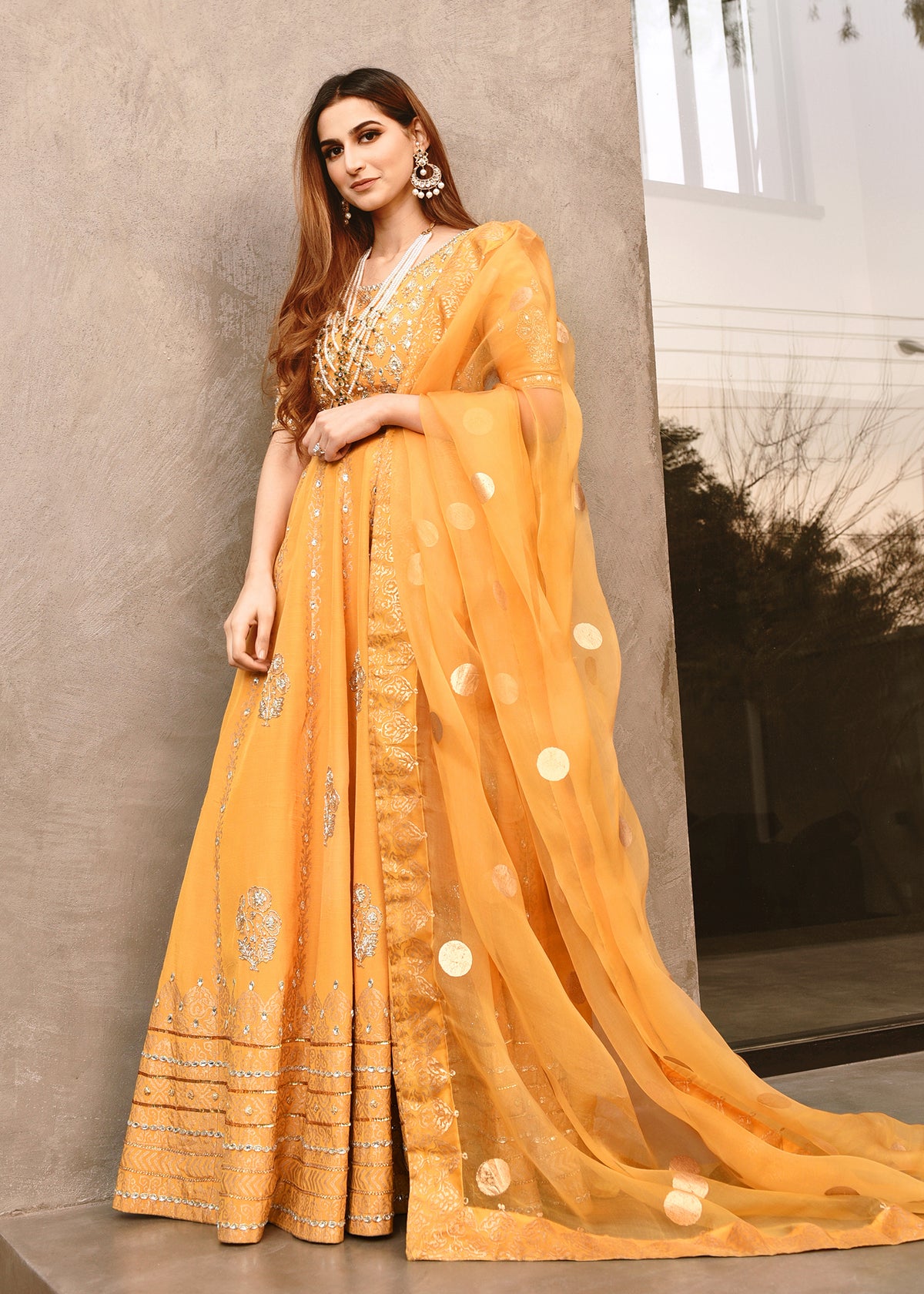 Yellow Carnation by Sadaf Fawad Khan — Yellow Embellished Formal Outfit | SFK Formal