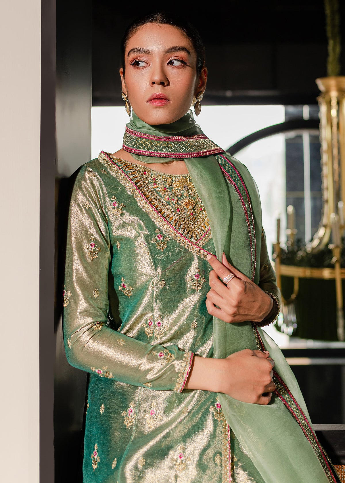 Amazonite by Sadaf Fawad Khan — side view | SFK Formal