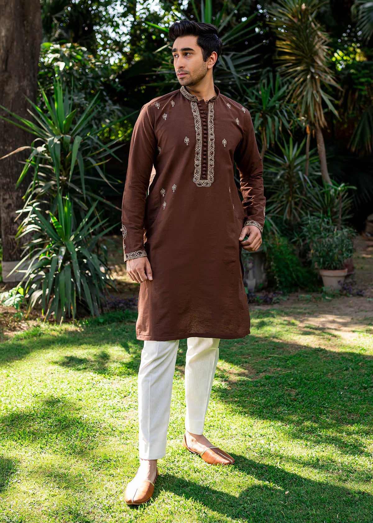 Chestnut Kurta by Sadaf Fawad Khan | SFK Menswear