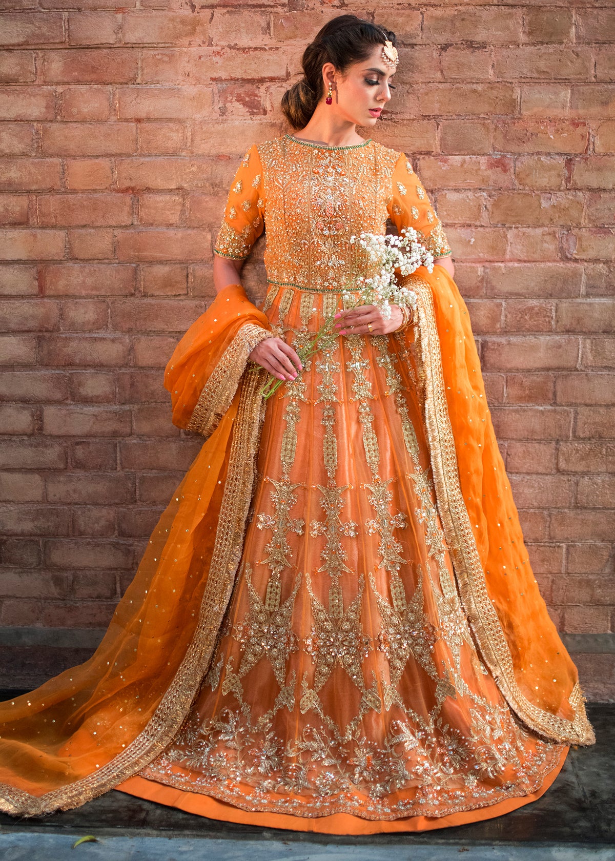Orange Crush by Sadaf Fawad Khan — Orange Embellished Formal Outfit | SFK Formal