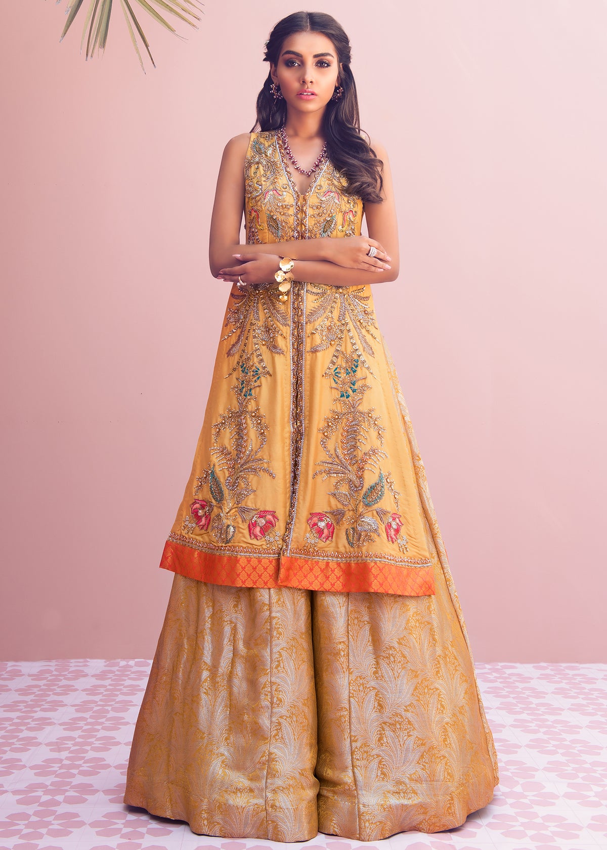 Orchre Fantasy by Sadaf Fawad Khan — Ochre Embellished Formal Outfit | SFK Formal