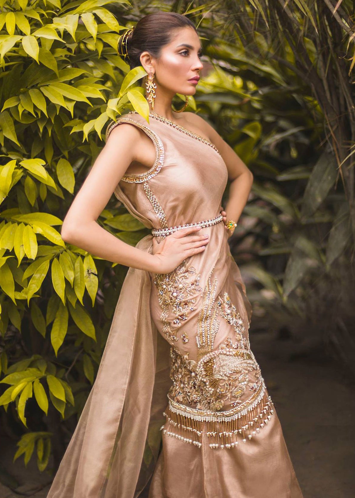 Peach Glory by Sadaf Fawad Khan — side view | SFK Formal