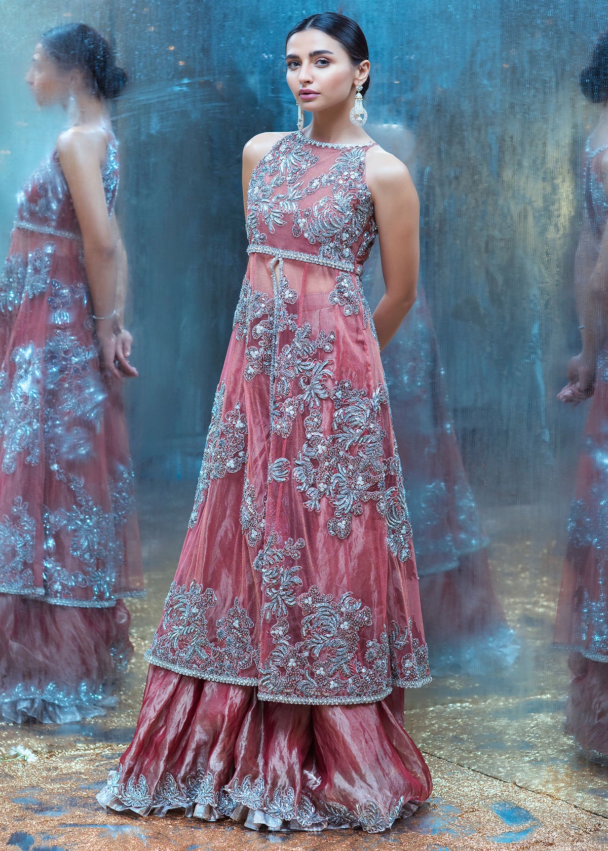 Sweet Pea Pink Sequin Bridal Lehenga by Sadaf Fawad Khan — Net Tissue | SFK Bridals