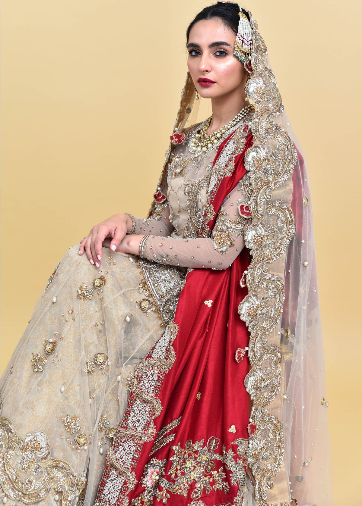Heavy Rose Vine by Sadaf Fawad Khan — detail view | SFK Luxury Pret