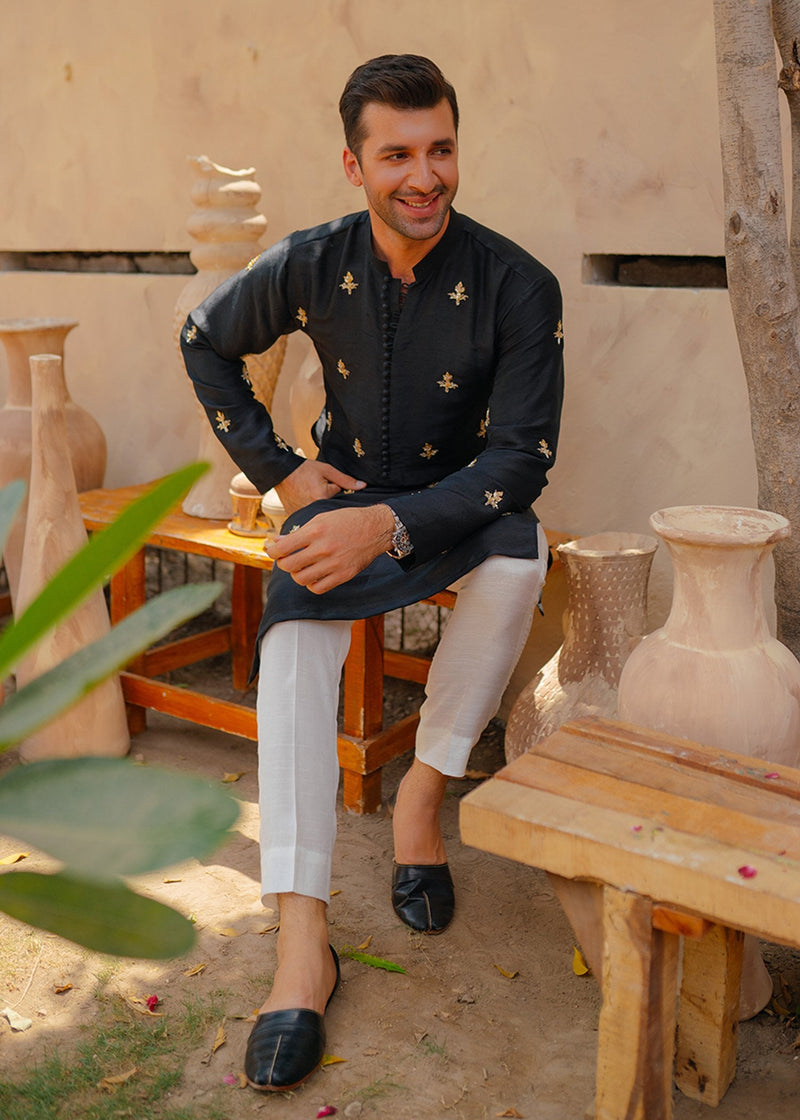 Black Stone by Sadaf Fawad Khan — detail view | SFK Menswear