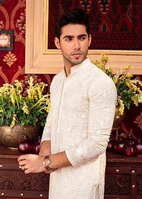 Irish Cream by Sadaf Fawad Khan — side view | SFK Menswear