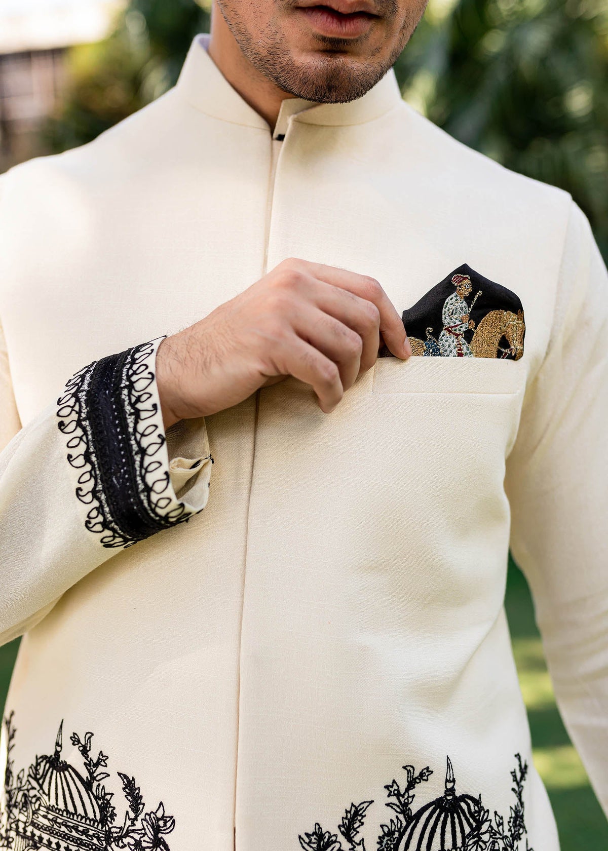 Antique Minarete by Sadaf Fawad Khan — detail view | SFK Menswear