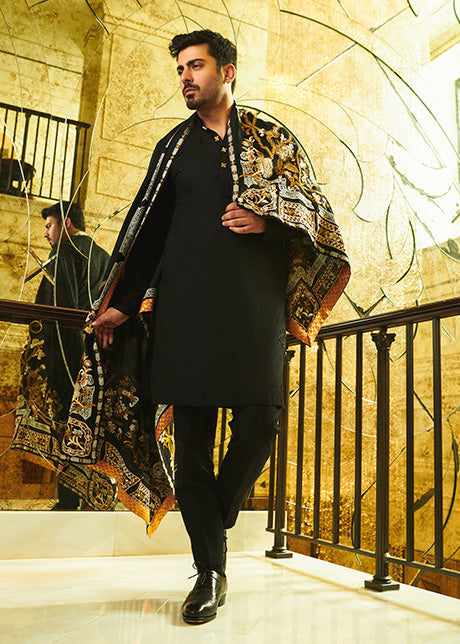 Feroze Shawl by Sadaf Fawad Khan — side view | SFK Menswear