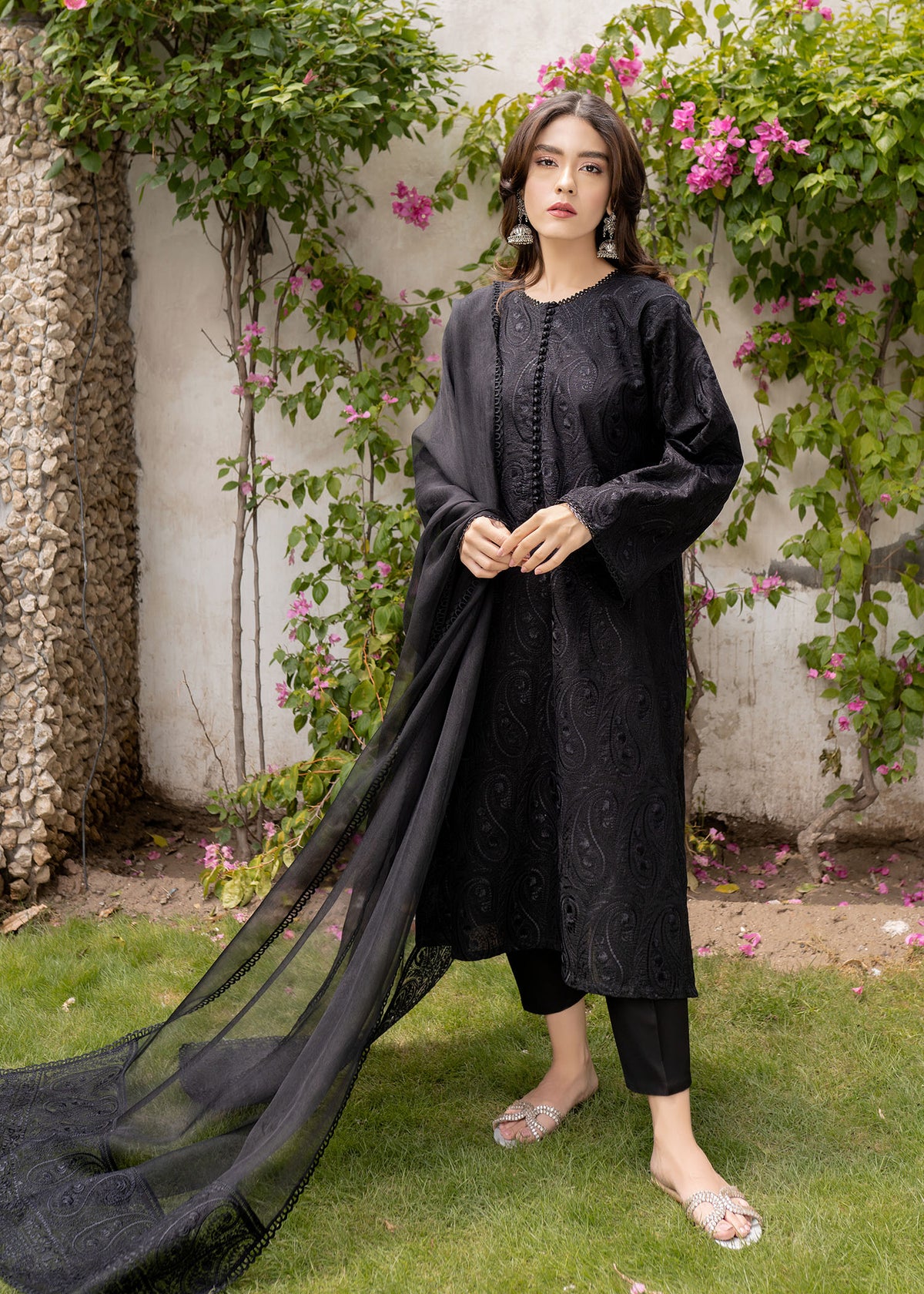 Black Paisley by Sadaf Fawad Khan — Black Paisley Embellished Formal Outfit | SFK Formal