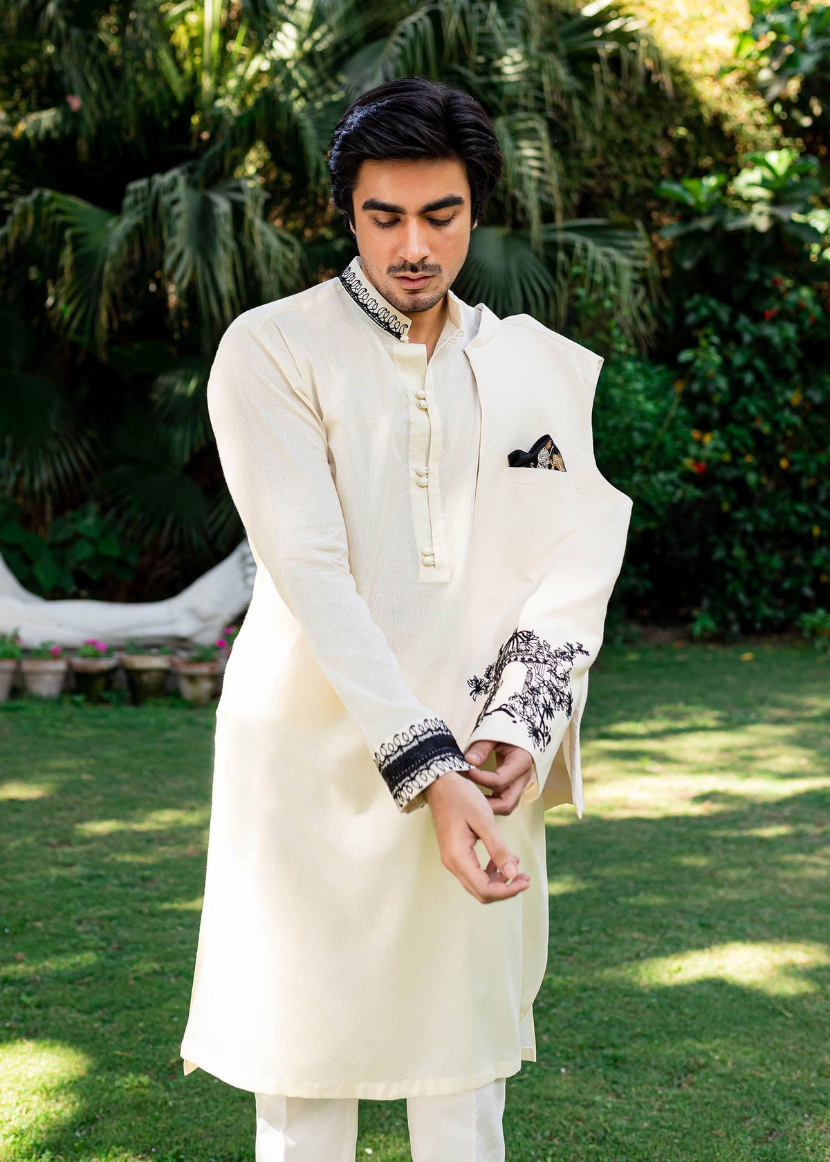 Antique Minarete by Sadaf Fawad Khan — side view | SFK Menswear