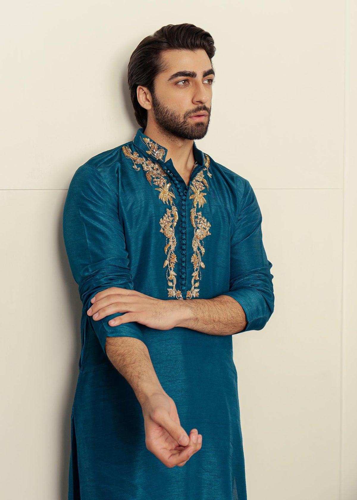 Vintage Cobalt by Sadaf Fawad Khan — full length view | SFK Menswear