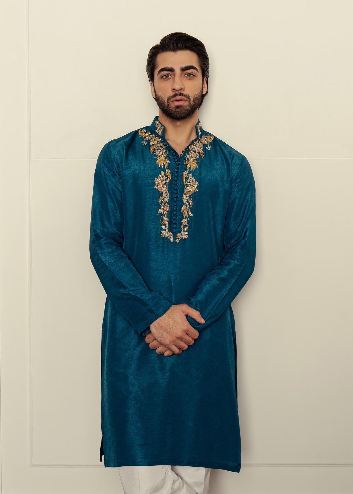 Vintage Cobalt by Sadaf Fawad Khan — close-up view | SFK Menswear