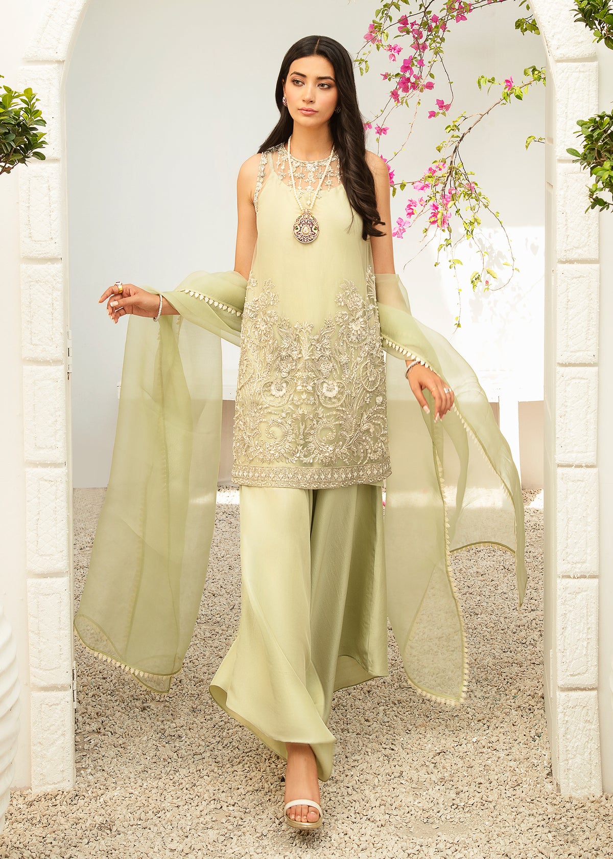 Mint Gala by Sadaf Fawad Khan — Mint Embellished Formal Outfit | SFK Formal