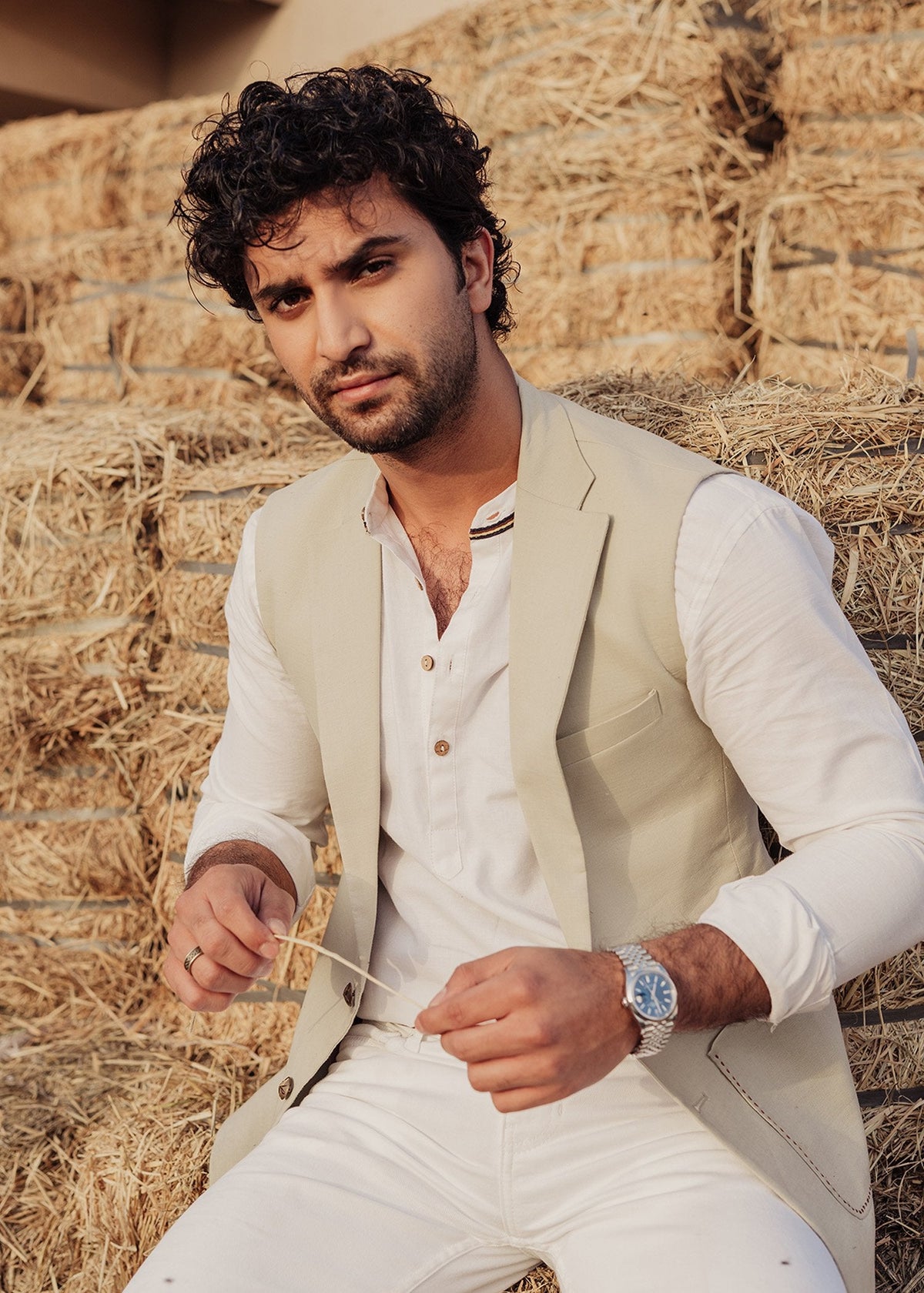 Alabaster Equestrian by Sadaf Fawad Khan — detail view | SFK Menswear
