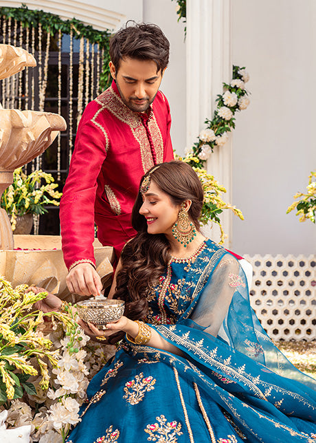 Peacock Green by Sadaf Fawad Khan — full length view | SFK Formal