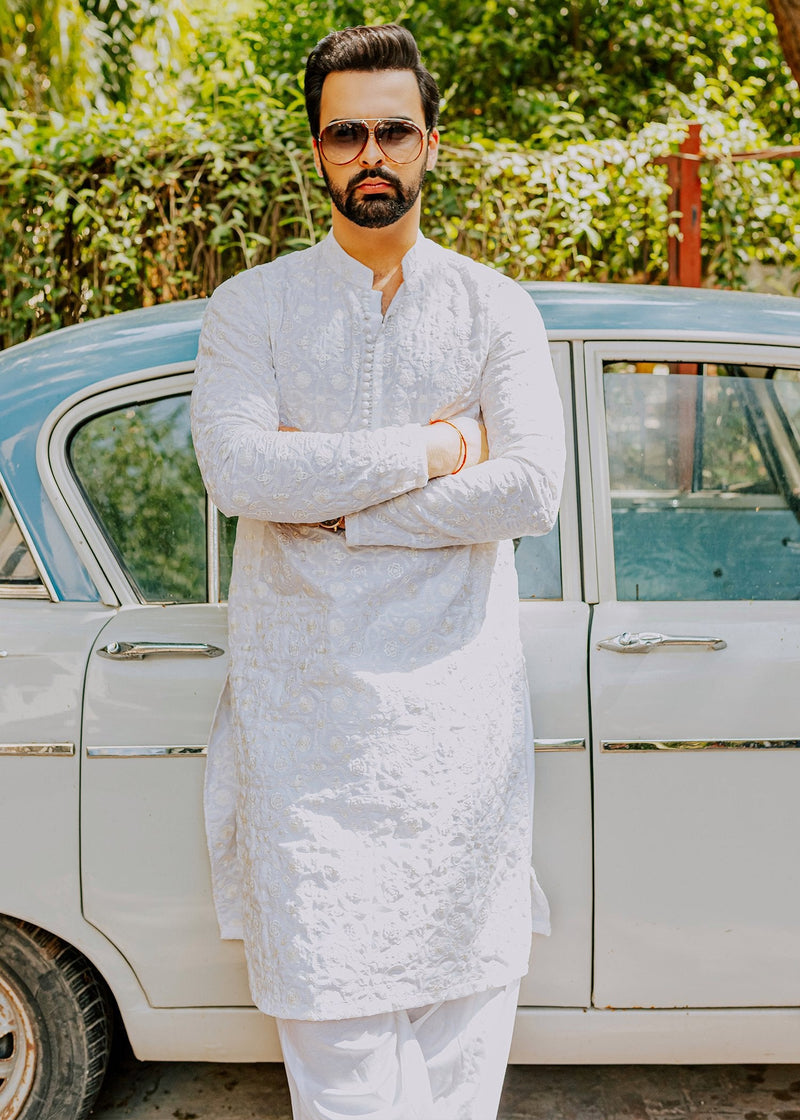 White Frost by Sadaf Fawad Khan — detail view | SFK Menswear