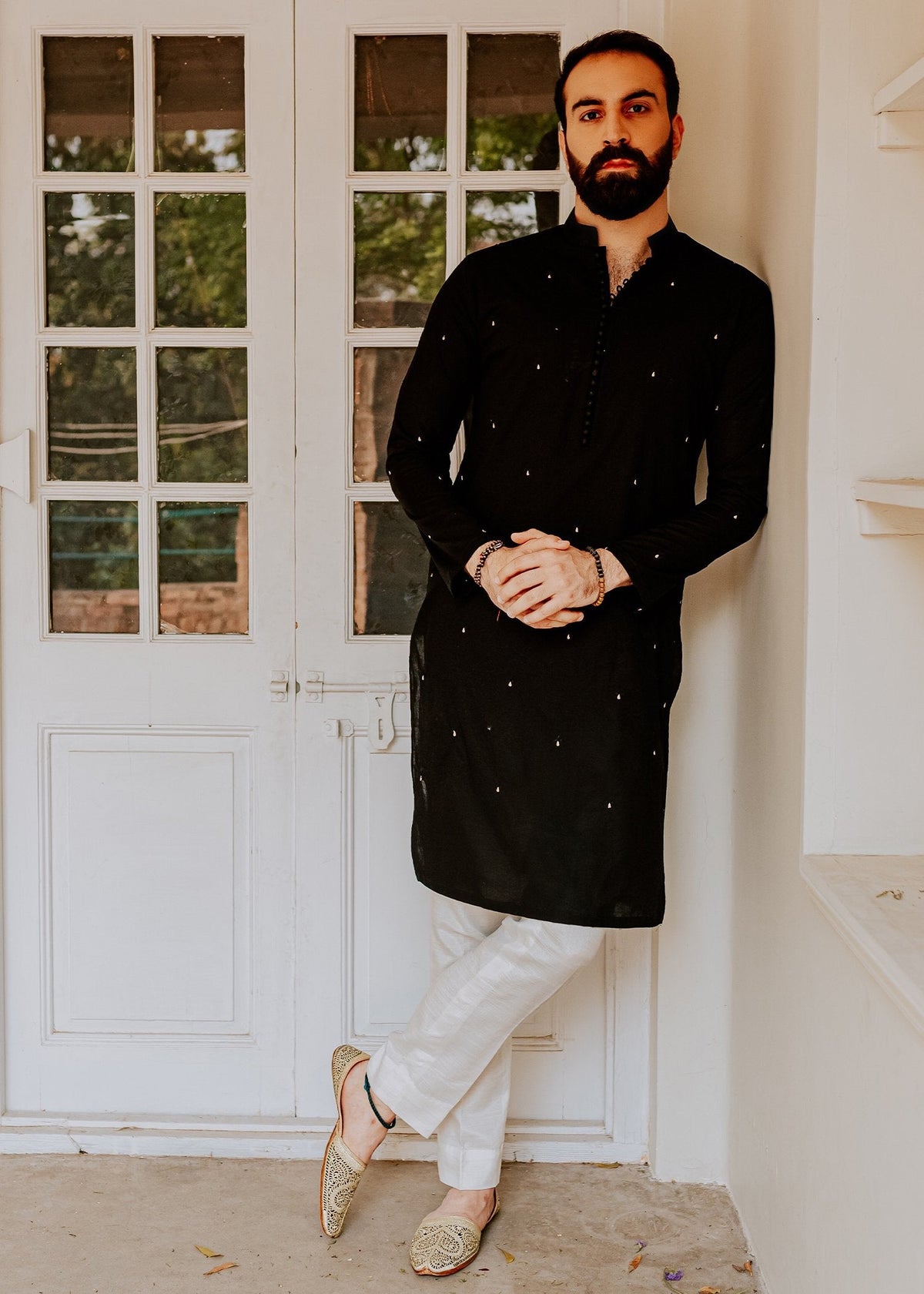 Smoky Black by Sadaf Fawad Khan — side view | SFK Menswear