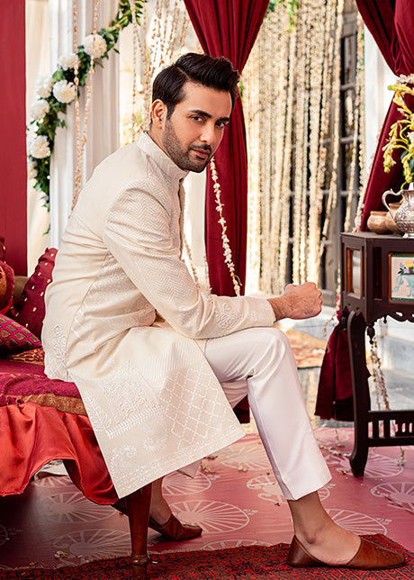 Dover White by Sadaf Fawad Khan — full length view | SFK Menswear