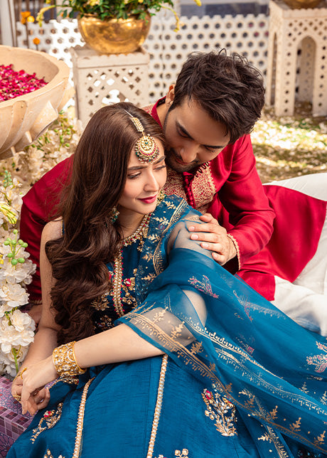 Peacock Green by Sadaf Fawad Khan — close-up view | SFK Formal
