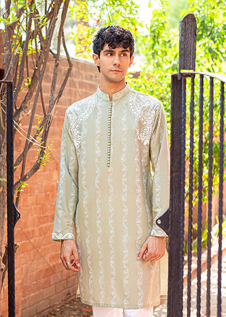 Day Break Pistachio by Sadaf Fawad Khan — detail view | SFK Menswear
