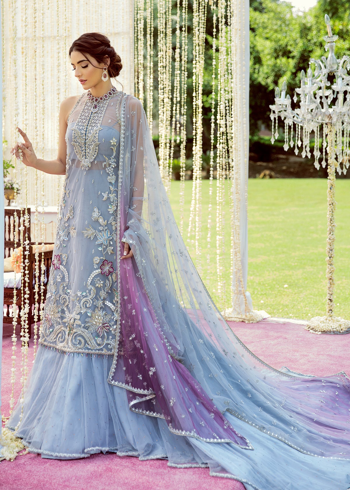 Frozen Forest by Sadaf Fawad Khan — Forest Green Embellished Formal Outfit | SFK Formal