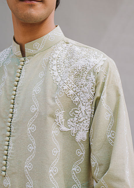 Day Break Pistachio by Sadaf Fawad Khan — side view | SFK Menswear