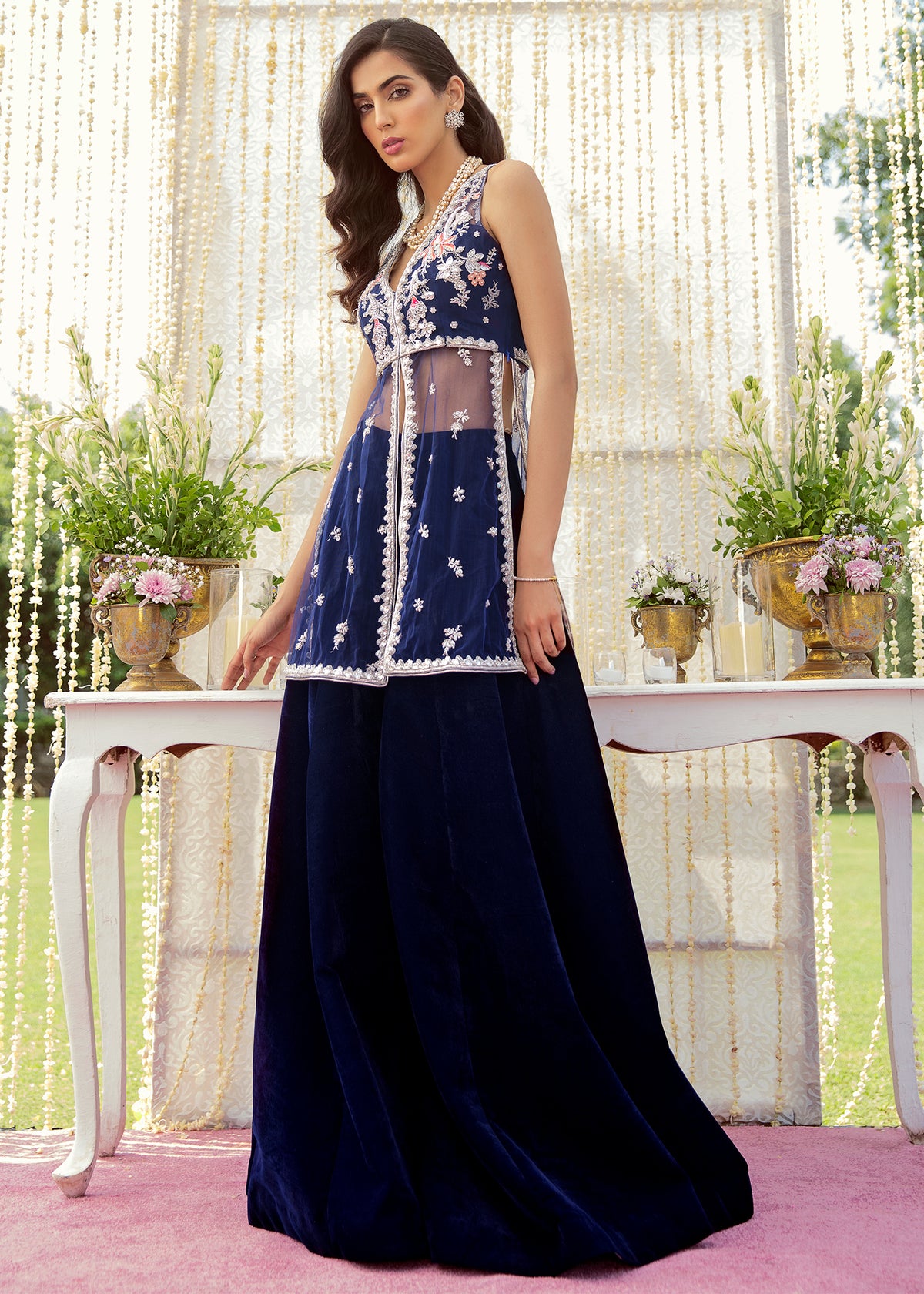 Blue Mystery by Sadaf Fawad Khan — Blue Embellished Formal Outfit | SFK Formal