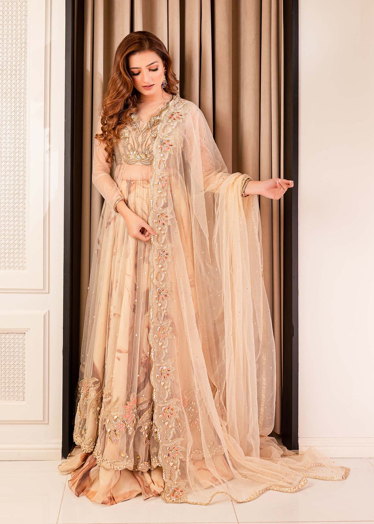 Tuscan Gold by Sadaf Fawad Khan — full length view | SFK Formal