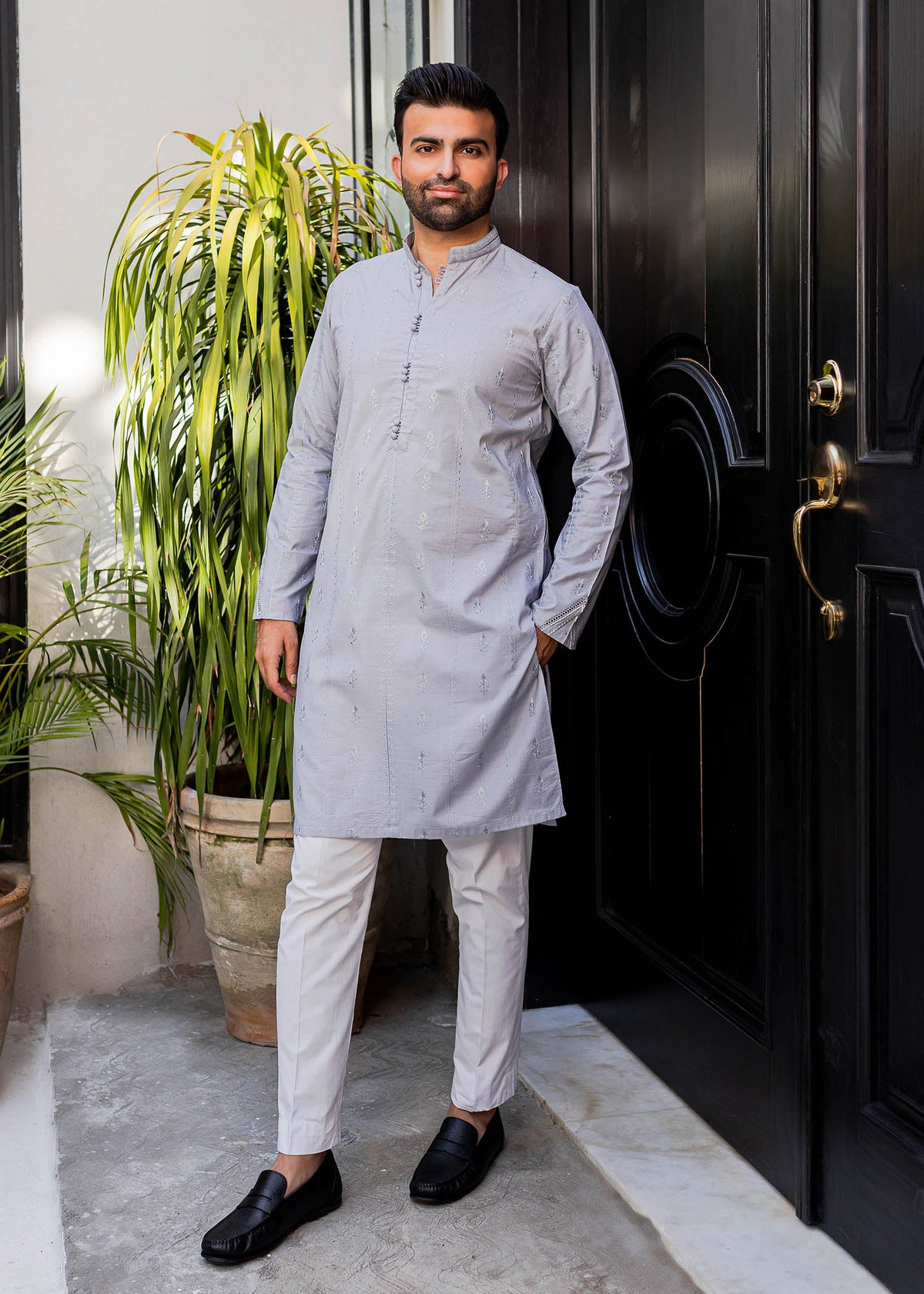 Silver Satin by Sadaf Fawad Khan | SFK Menswear