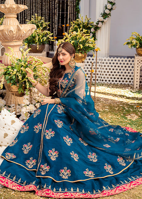 Embroidered Rama Coloured Party Wear Georgette Gown With Dupatta, Half  Sleeves at Rs 2499 in Surat