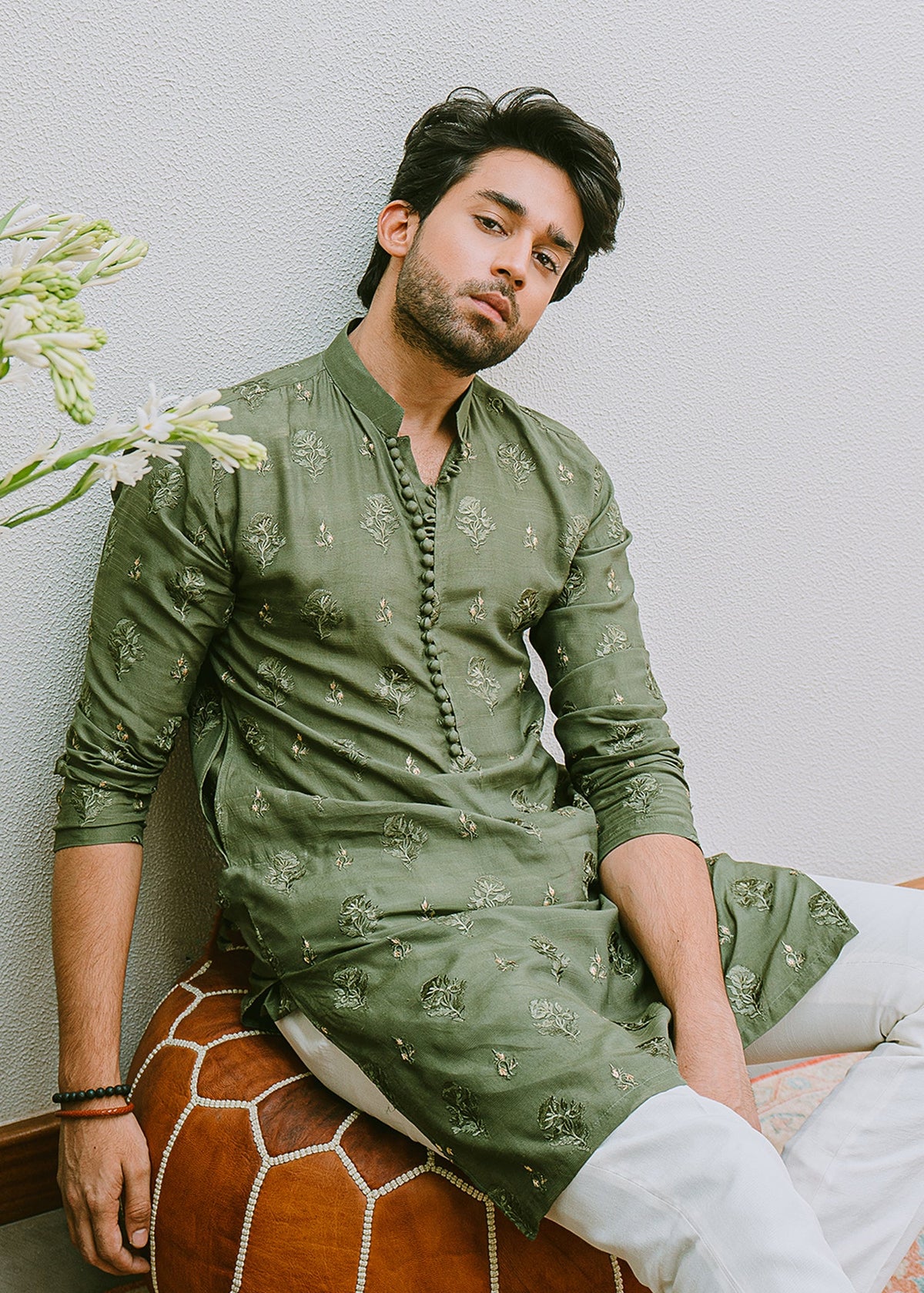 Green Tea by Sadaf Fawad Khan — side view | SFK Menswear