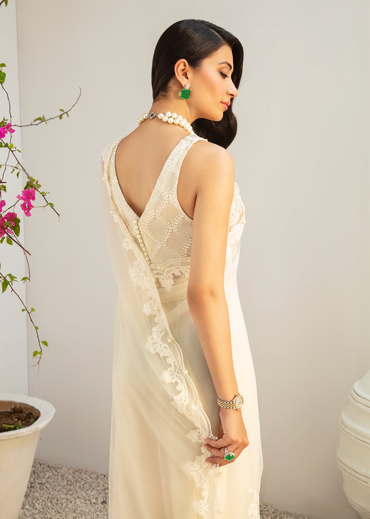 White O'hara by Sadaf Fawad Khan — side view | SFK Formal