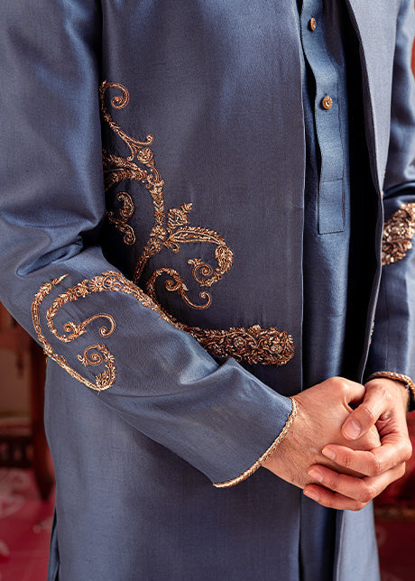 Celestial Blue by Sadaf Fawad Khan — side view | SFK Menswear
