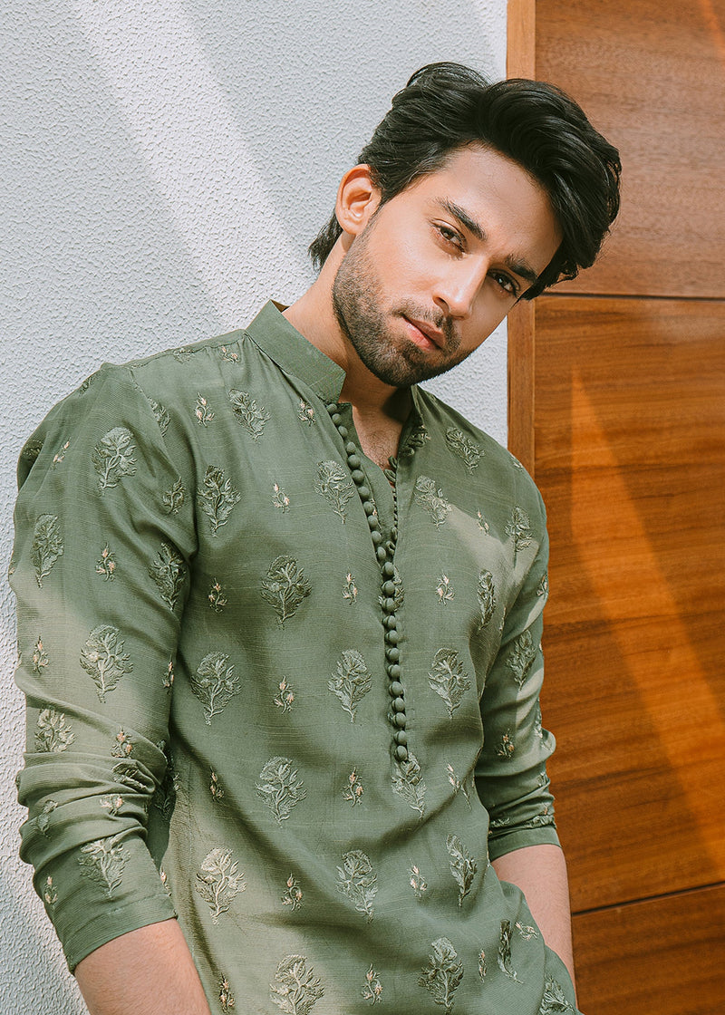 Green Tea by Sadaf Fawad Khan — detail view | SFK Menswear