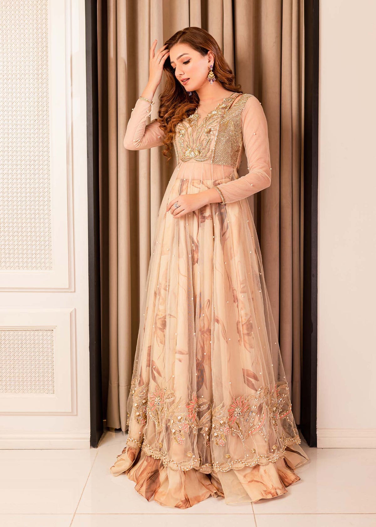 Tuscan Gold by Sadaf Fawad Khan — side view | SFK Formal