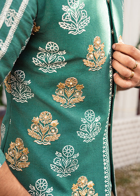 Spanish Green by Sadaf Fawad Khan — side view | SFK Menswear