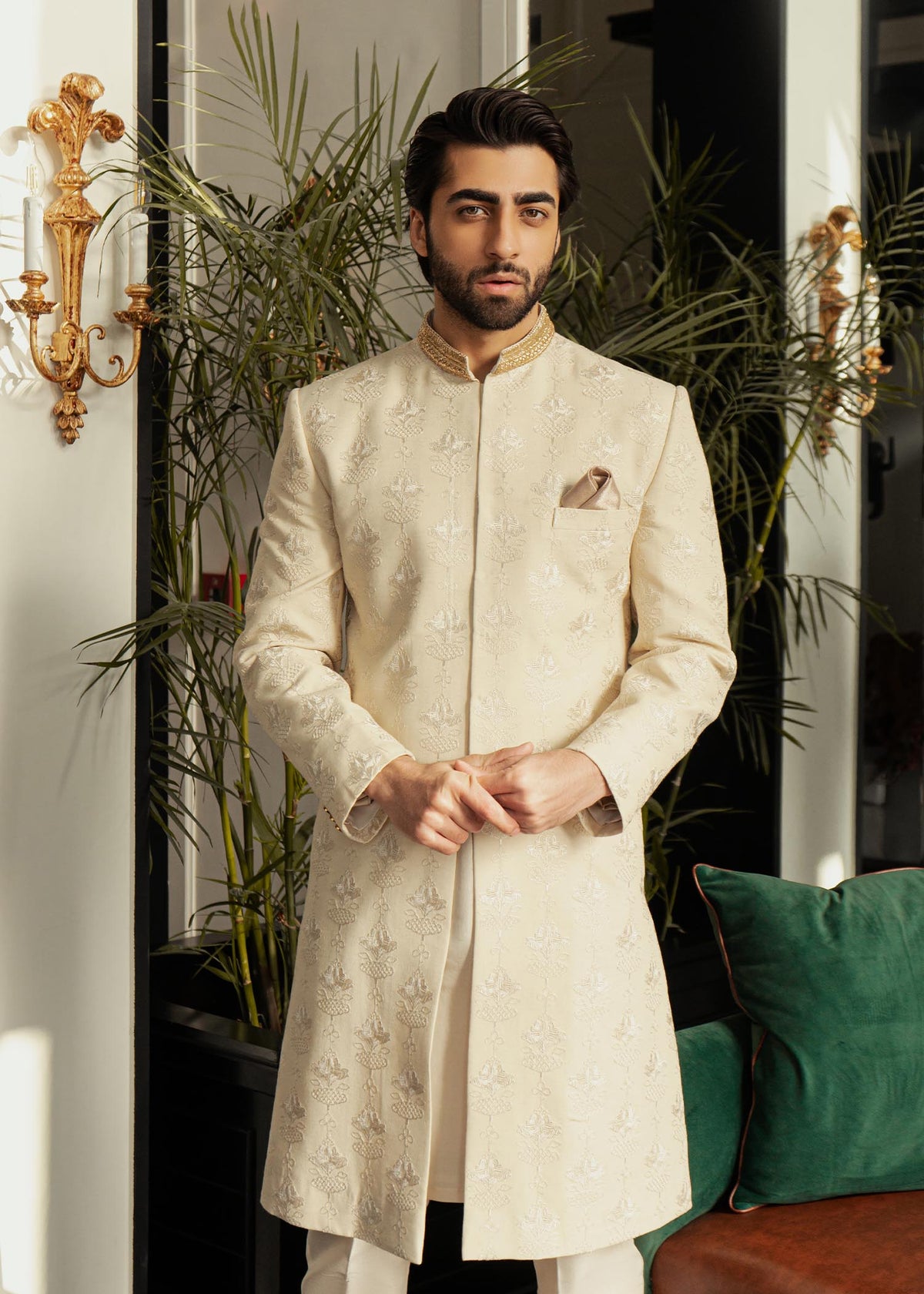Chanterelle Beige by Sadaf Fawad Khan — close-up view | SFK Menswear