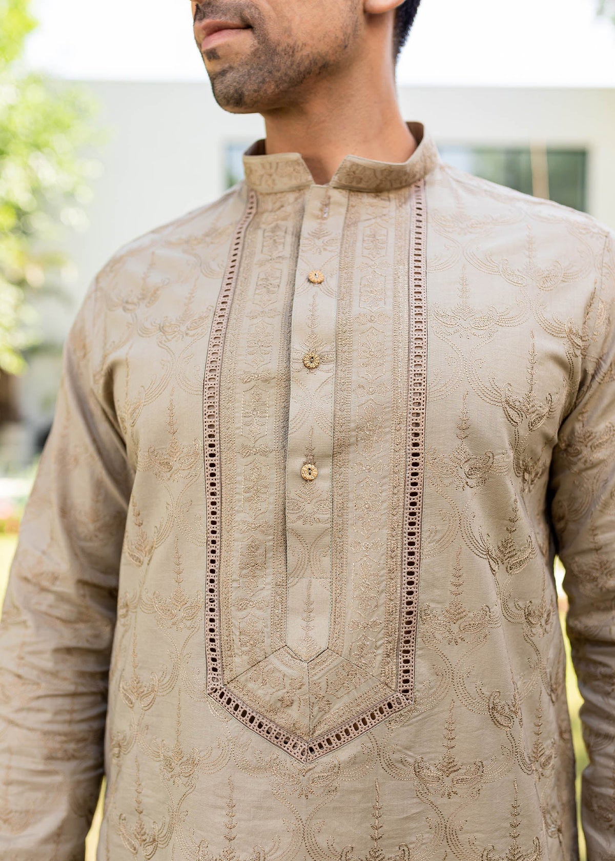 Greige by Sadaf Fawad Khan — detail view | SFK Menswear