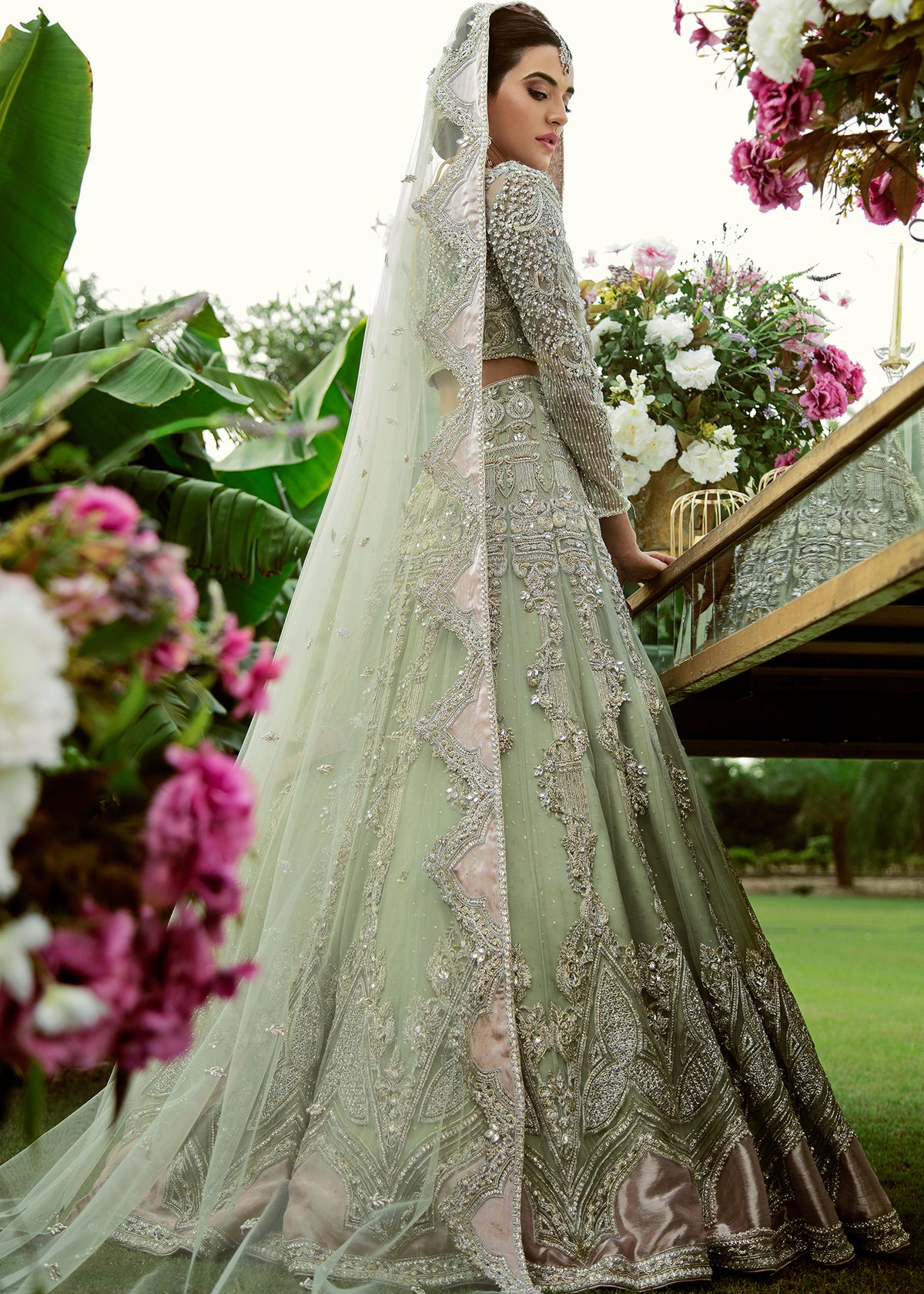 Mint Hint Bridal by Sadaf Fawad Khan — side view | SFK Bridals