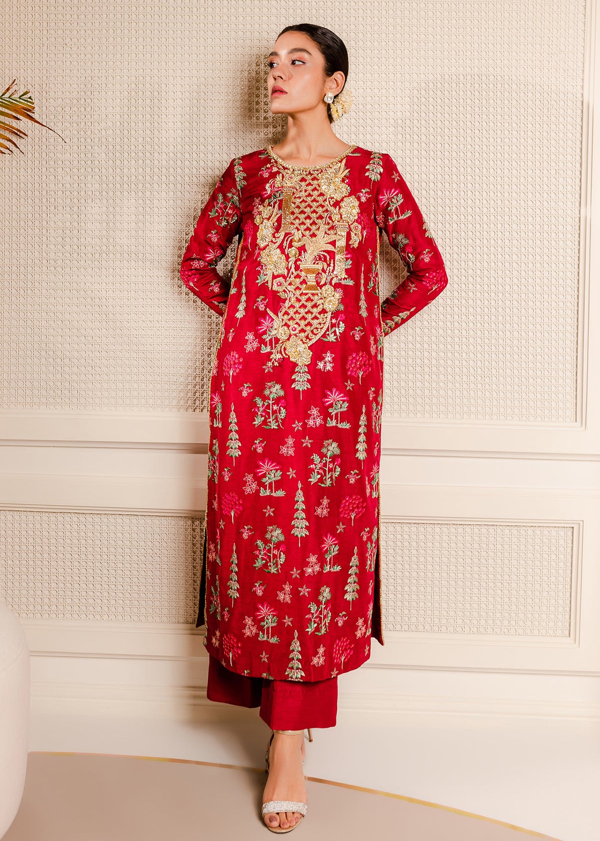 Red Charm by Sadaf Fawad Khan — full length view | SFK Formal