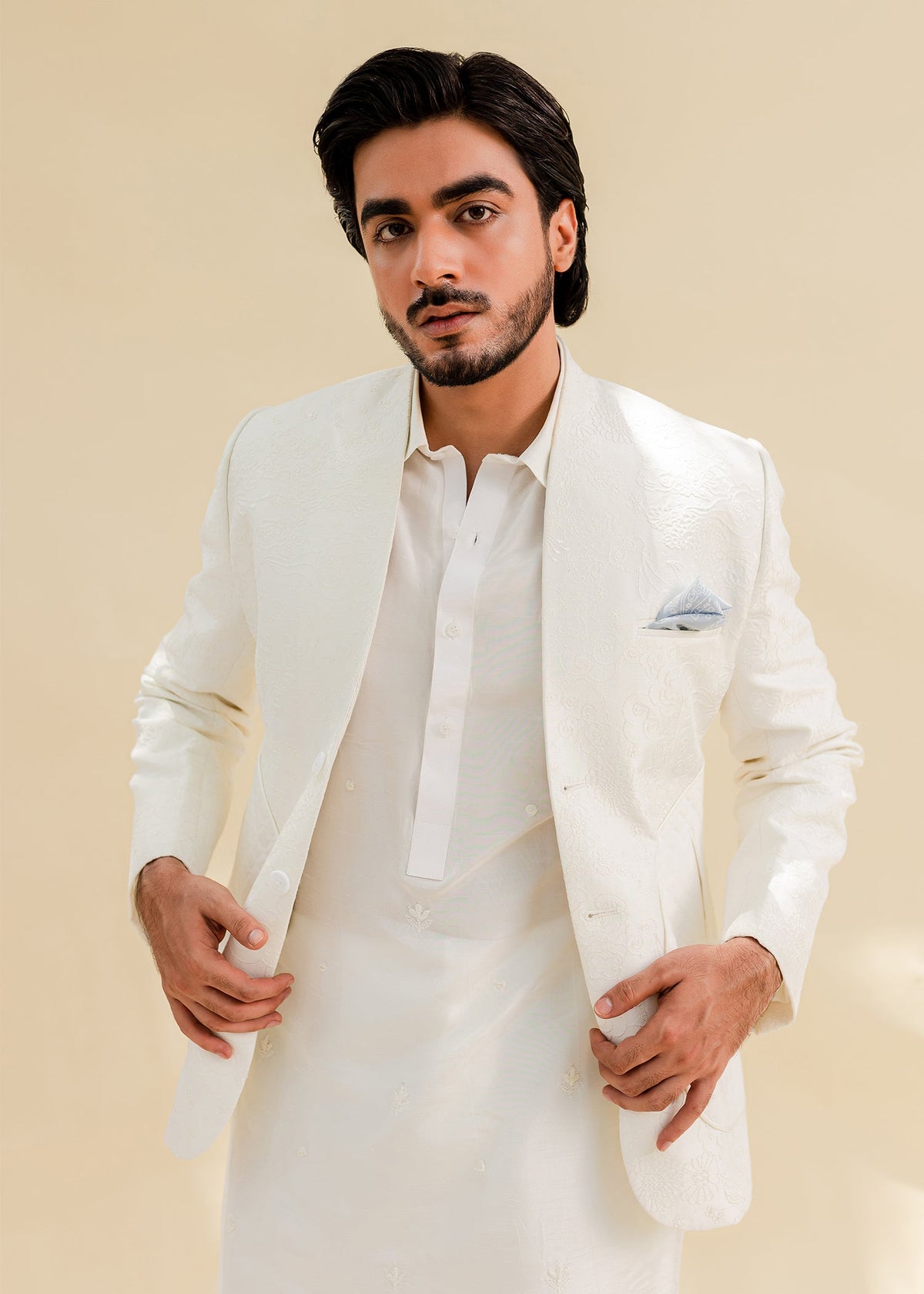 Procelain by Sadaf Fawad Khan — full length view | SFK Menswear